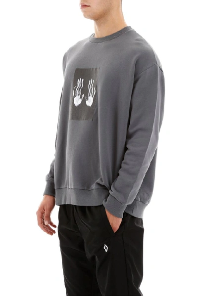 Shop Marcelo Burlon County Of Milan Hands Printed Sweatshirt In Grey