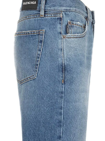 Shop Balenciaga Cropped Straight Leg Jeans In Blue