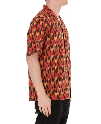 Shop Palm Angels Flame Printed Shirt In Orange