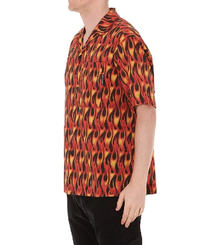 Shop Palm Angels Flame Printed Shirt In Orange