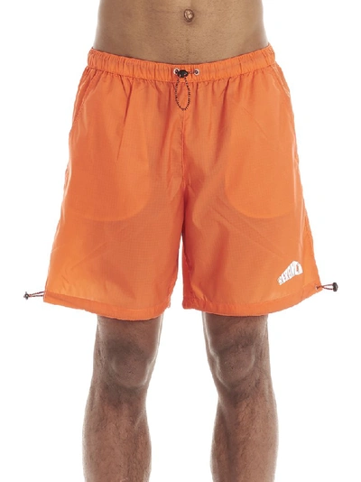 Shop Heron Preston Logo Swim Shorts In Orange