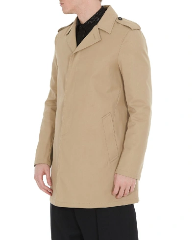 Shop Saint Laurent Concealed Button Trench Coat In Beige