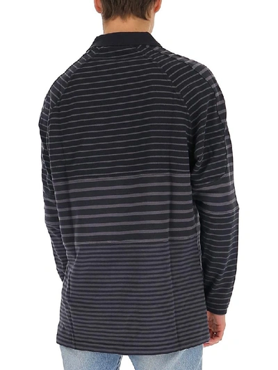 Shop Martine Rose Striped Polo Shirt In Grey