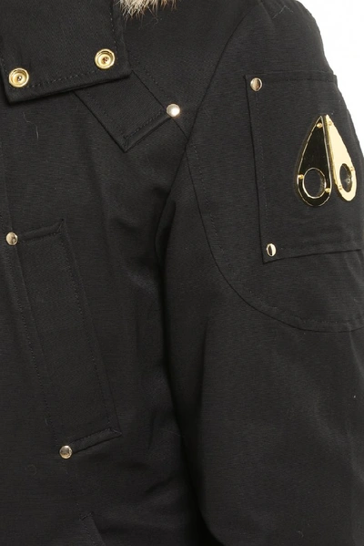 Shop Moose Knuckles Fur Trim Bomber Jacket In Black
