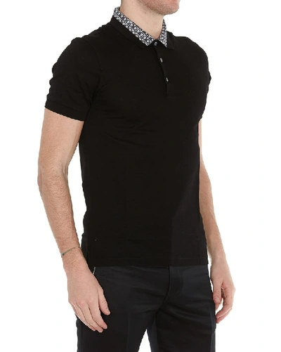 Shop Ferragamo Salvatore  Contrast Collar Polo Shirt In Black