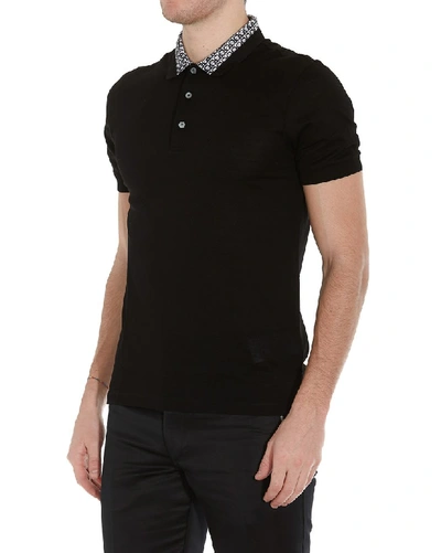 Shop Ferragamo Salvatore  Contrast Collar Polo Shirt In Black