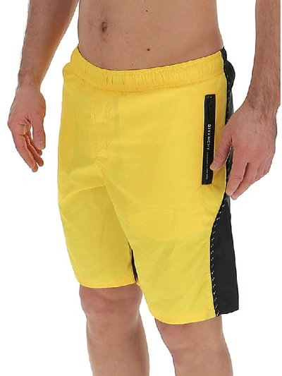 Shop Givenchy Two Tone Swim Shorts In Yellow