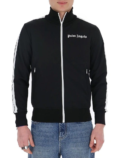 Shop Palm Angels Logo Striped Track Jacket In Black