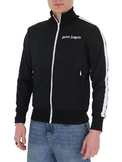 Shop Palm Angels Logo Striped Track Jacket In Black