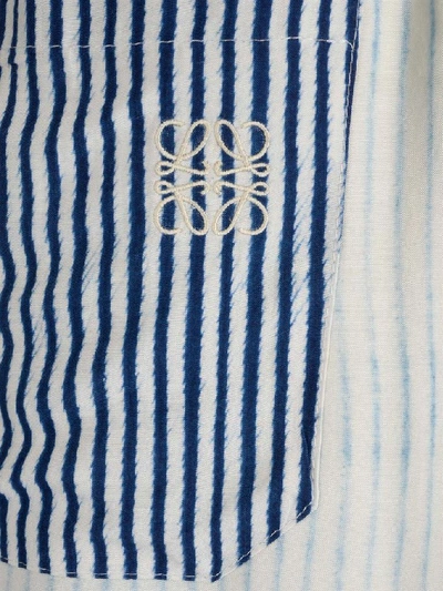 Shop Loewe Drawstring Striped Bermuda Shorts In Blue