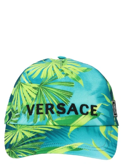 Shop Versace Jungle Print Logo Cap In Multi