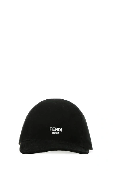 Shop Fendi Suede Logo Cap In Black
