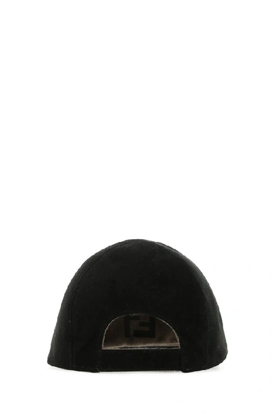 Shop Fendi Suede Logo Cap In Black