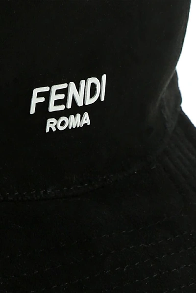 Shop Fendi Suede Logo Cap In Black