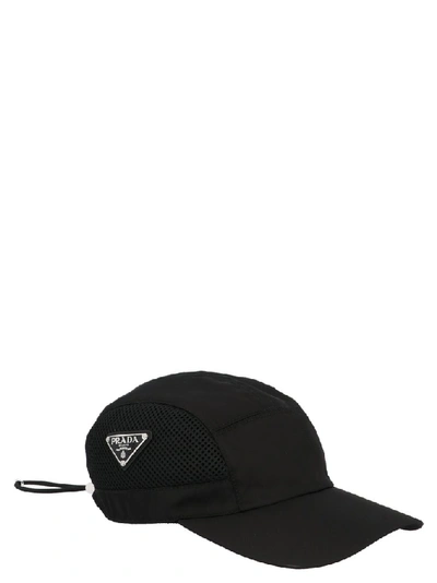 Shop Prada Logo Cap In Black