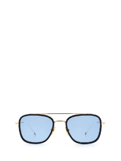 Shop Thom Browne Eyewear Square Aviator Sunglasses In Gold