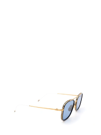 Shop Thom Browne Eyewear Square Aviator Sunglasses In Gold