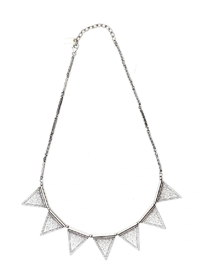 Shop Saint Laurent Triangular Charms Necklace In Silver