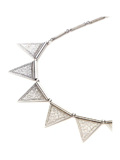 Shop Saint Laurent Triangular Charms Necklace In Silver