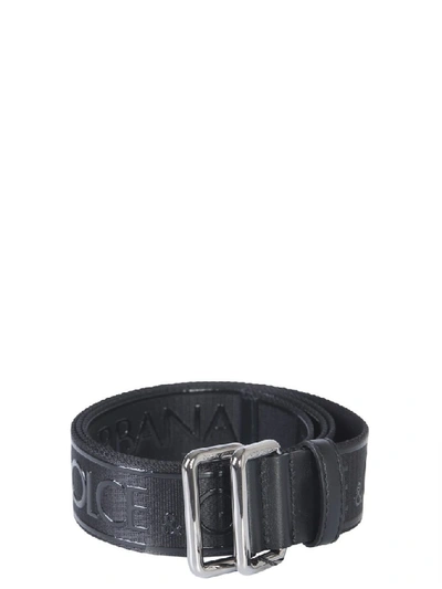 Shop Dolce & Gabbana All Over Logo Belt In Black