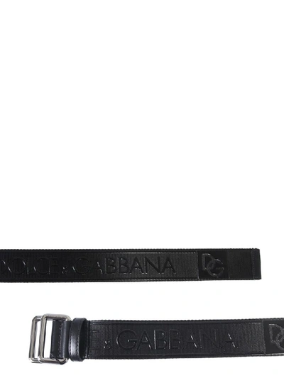Shop Dolce & Gabbana All Over Logo Belt In Black