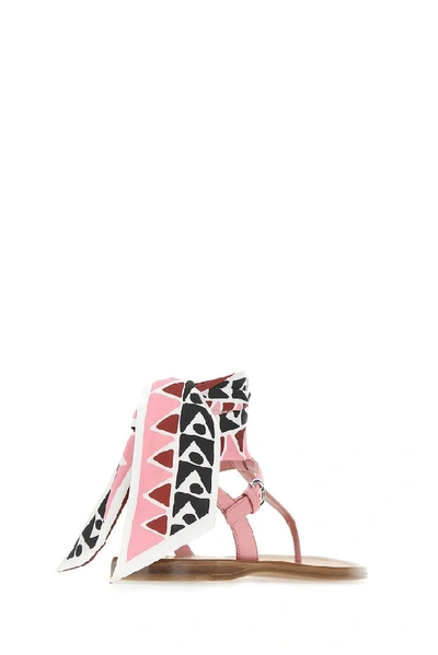 Shop Prada Scarf Detail Thong Sandals In Pink