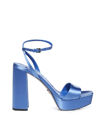 Shop Prada Block Heel Platform Sandals In Blue