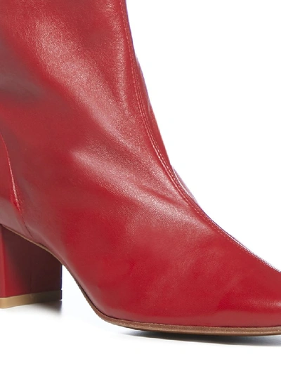 Sofia Leather Ankle Boots In Red