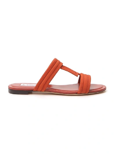 Shop Tod's T Bar Sandals In Orange