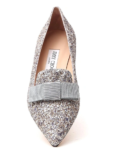 Shop Jimmy Choo Gala Loafers In Silver