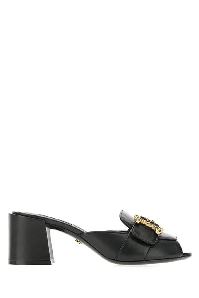Shop Dolce & Gabbana Baroque Logo Sandals In Black