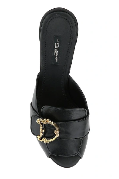 Shop Dolce & Gabbana Baroque Logo Sandals In Black