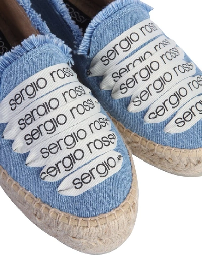 Shop Sergio Rossi Logo Detail Espadrilles In Blue