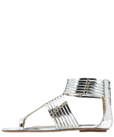 Shop Aquazzura Ravello Flat Sandals In Silver