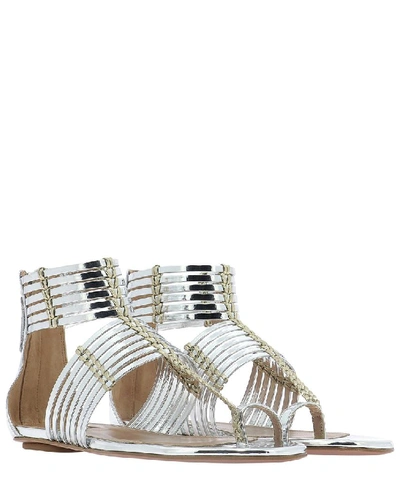 Shop Aquazzura Ravello Flat Sandals In Silver