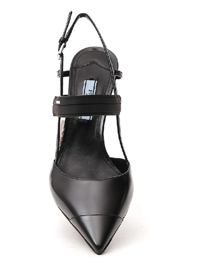 Shop Prada Pointed Slingback Pumps In Black