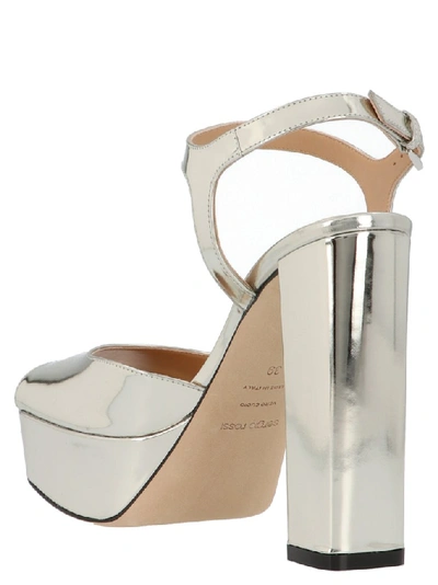 Shop Sergio Rossi Platform Ankle Strap Sandals In Silver