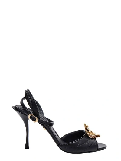 Shop Dolce & Gabbana Devotion Heeled Sandals In Black