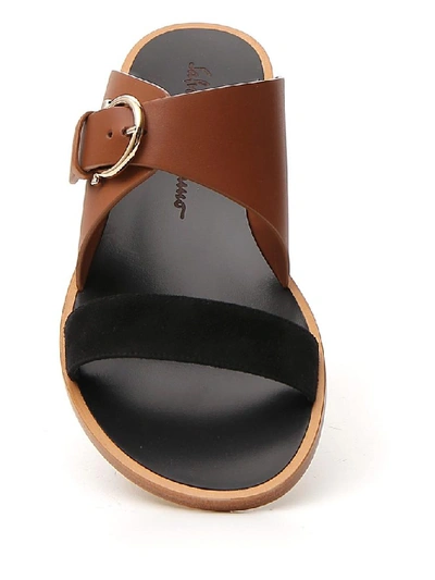 Shop Ferragamo Salvatore  Gancini Flat Sandals In Brown