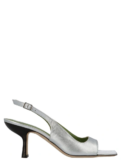 Shop By Far Lopez Slingback Sandals In Silver