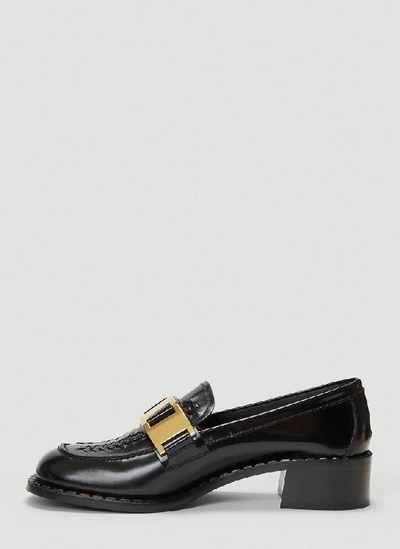 Shop Prada Buckle Moccasin Shoes In Black