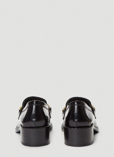 Shop Prada Buckle Moccasin Shoes In Black
