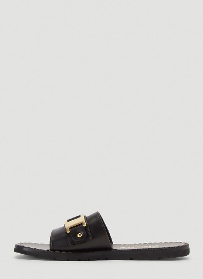 Shop Prada Metal Detail Sandals In Black