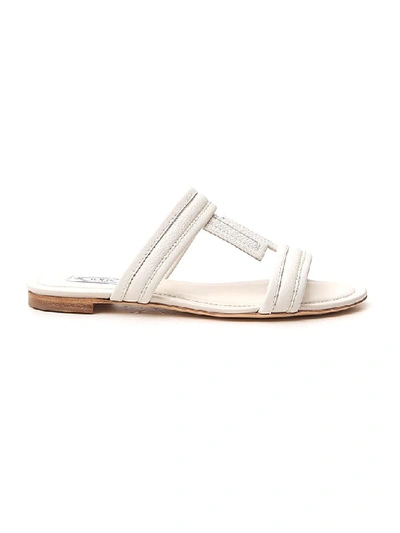 Shop Tod's Double T Sandals In White