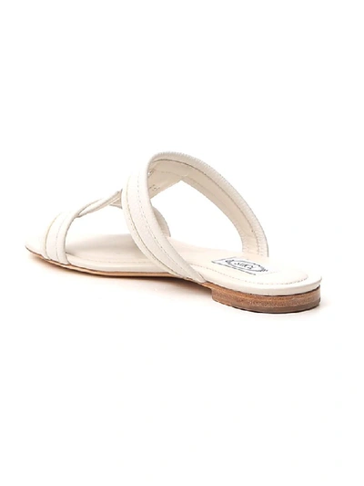 Shop Tod's Double T Sandals In White