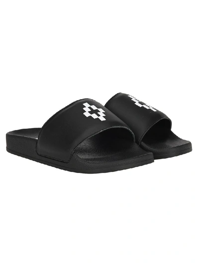 Shop Marcelo Burlon County Of Milan Logo Slides In Black