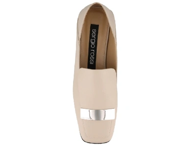 Shop Sergio Rossi Sr1 Logo Flat Loafers In Beige