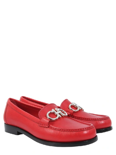 Shop Ferragamo Salvatore  Gancini Moccasins In Red