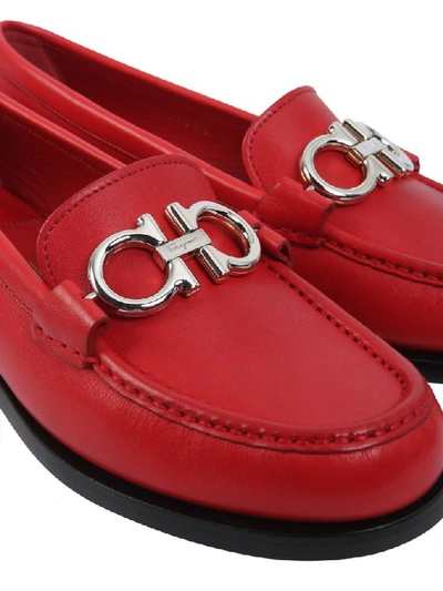 Shop Ferragamo Salvatore  Gancini Moccasins In Red