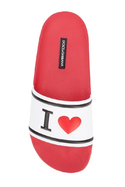 Shop Dolce & Gabbana Embossed Slides In Red